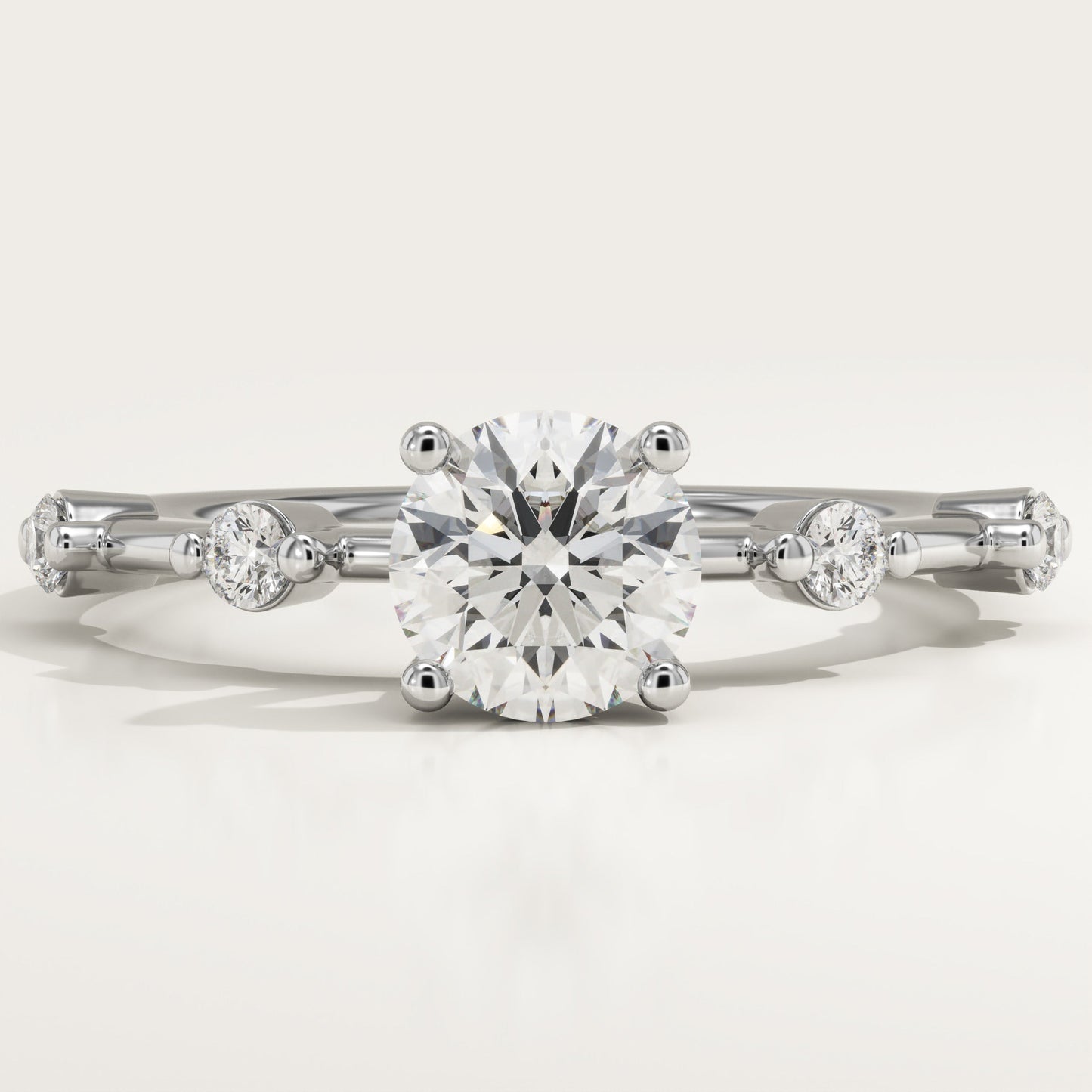 Round Cut Dainty Pave Lab-Grown Diamond Engagement Ring