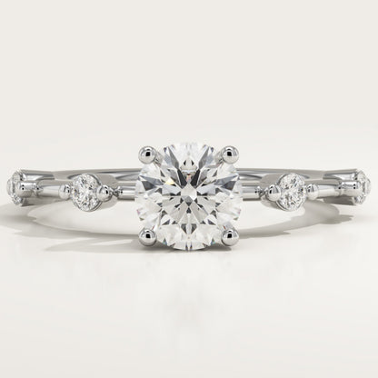 Round Cut Dainty Pave Lab-Grown Diamond Engagement Ring