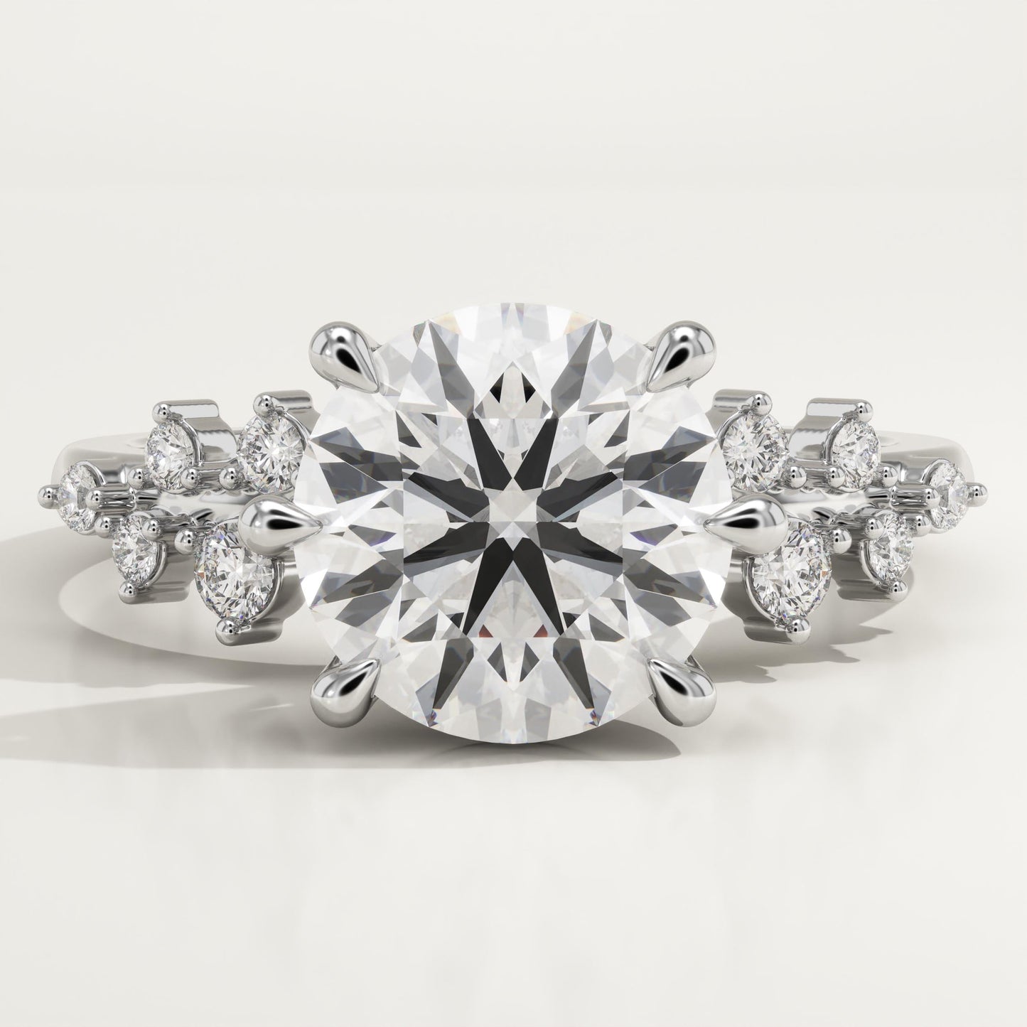 Round Cut Cluster Lab-Grown Diamond Engagement Ring