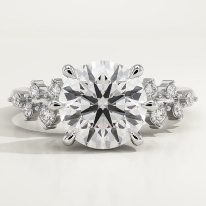Round Cut Cluster Lab-Grown Diamond Engagement Ring