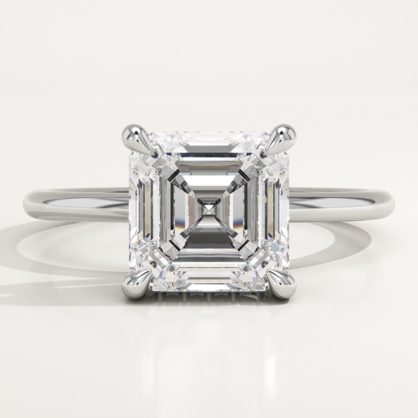 2.25 CT Asscher Cut Hidden Halo Moissanite Engagement Ring