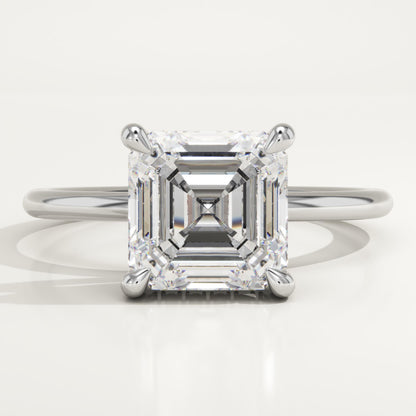 2.25 CT Asscher Cut Hidden Halo Moissanite Engagement Ring