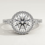 2.0 CT Round Cut Halo & Pave Lab-Grown Diamond Engagement Ring