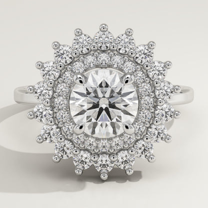 Round Cut Double Halo Lab-Grown Diamond Engagement Ring