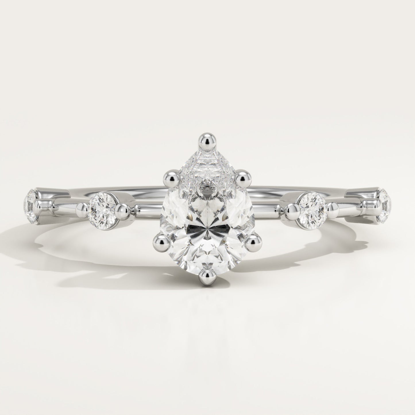 Pear Cut Dainty Pave Lab-Grown Diamond Engagement Ring