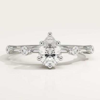 Pear Cut Dainty Pave Lab-Grown Diamond Engagement Ring