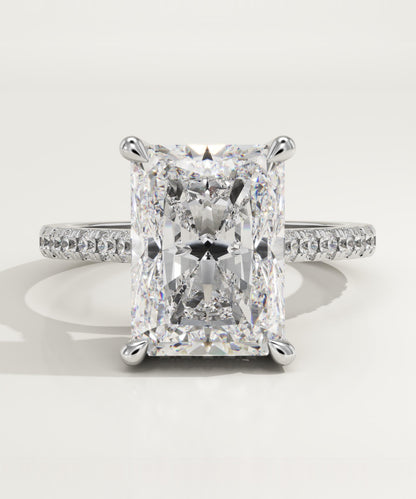 3.51 CT Radiant Cut Moissanite Pave Engagement Ring (US Size 5.75 Ready To Ship)