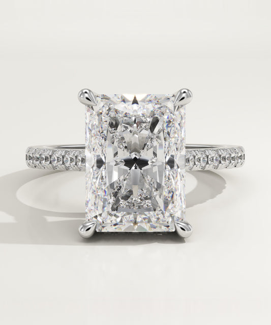 3.51 CT Radiant Cut Moissanite Pave Engagement Ring (US Size 5.75 Ready To Ship)