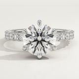 2.0 CT Round Cut Pave Lab-Grown Diamond Engagement Ring