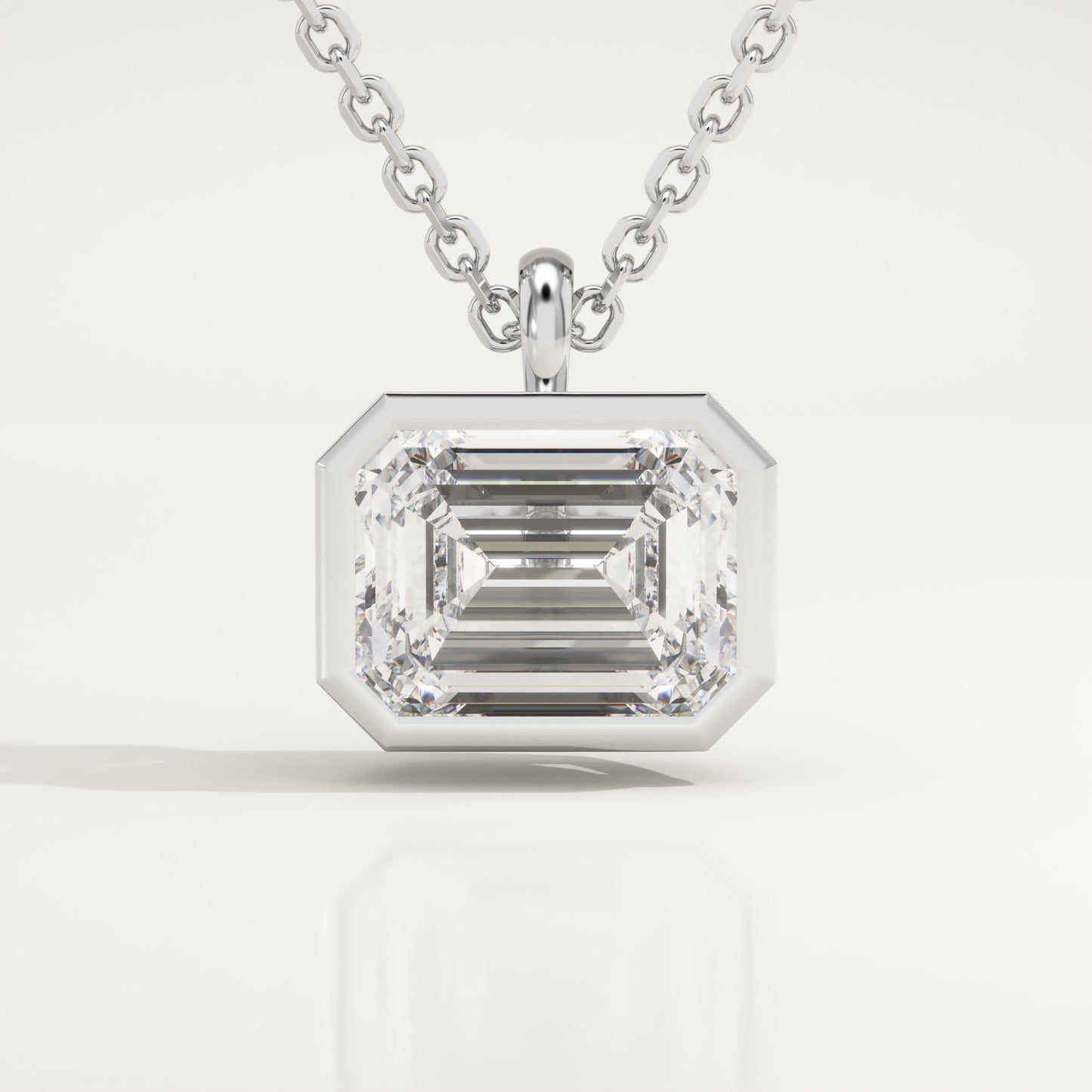 2 CT East West Emerald Lab-Grown Diamond Solitaire & Bezel Necklace