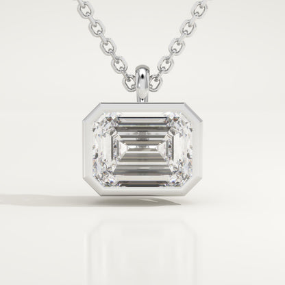 2 CT East West Emerald Lab-Grown Diamond Solitaire & Bezel Necklace