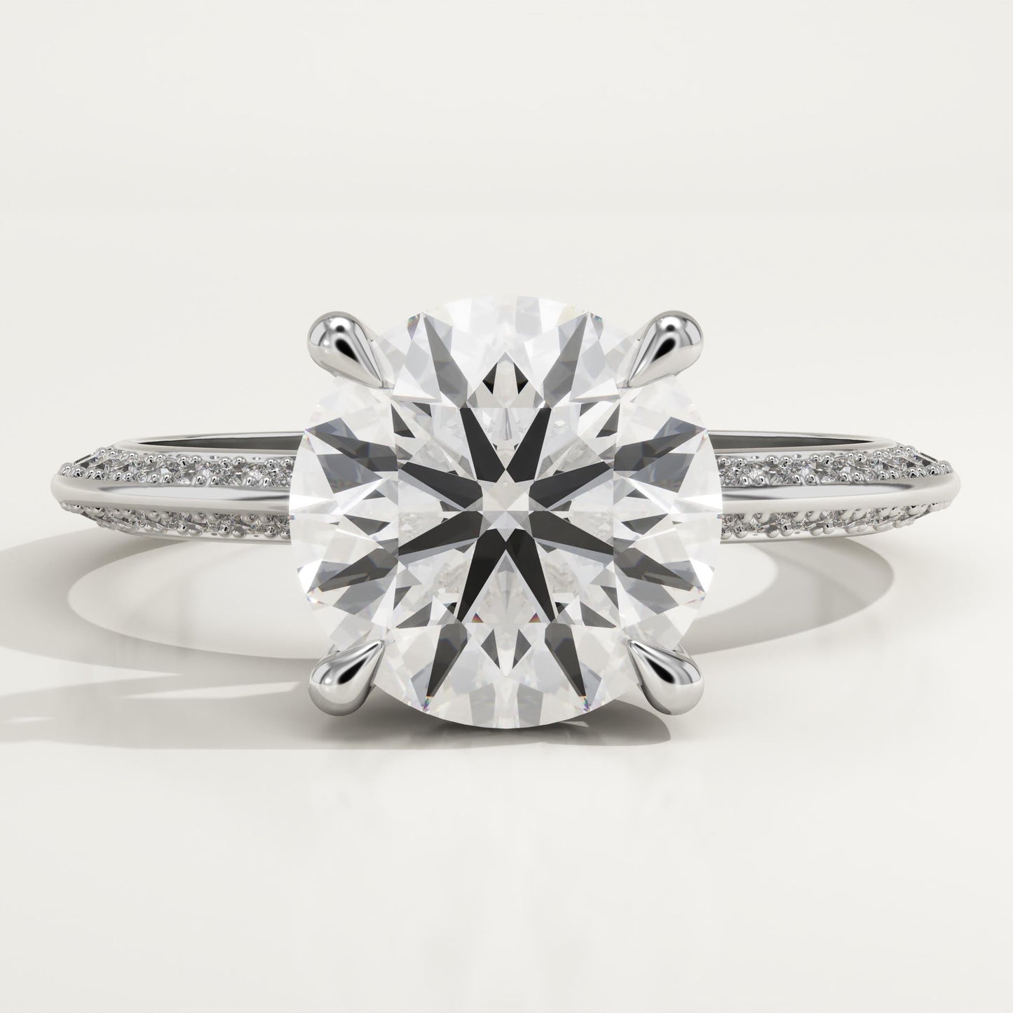 Round Cut Hidden Halo & Pave Lab-Grown Diamond Engagement Ring