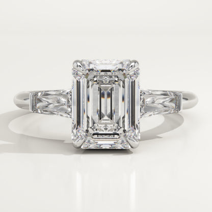 2 CT Emerald Cut Three Stone Moissanite Engagement Ring