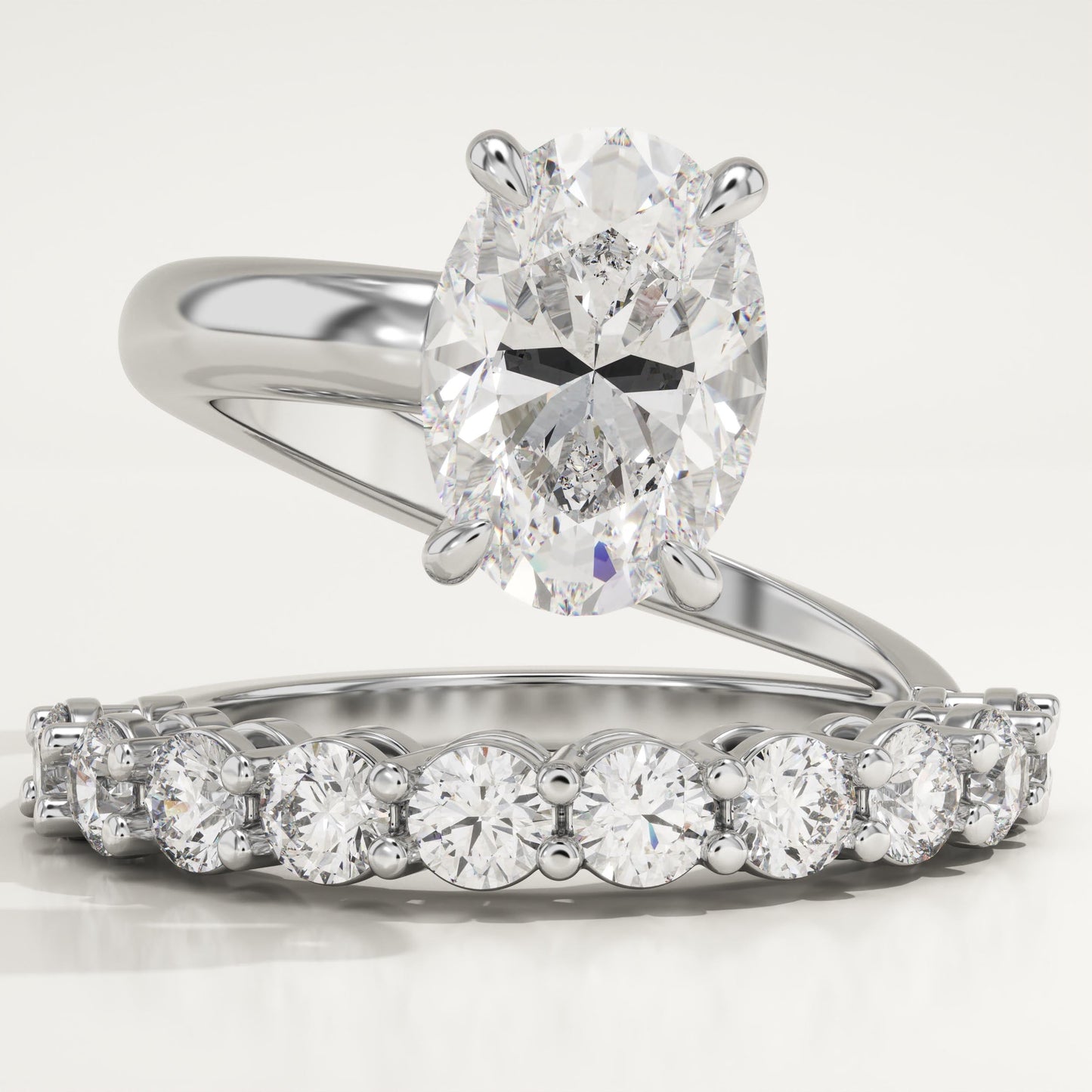 Oval Cut Pave Lab-Grown Diamond Engagement Ring