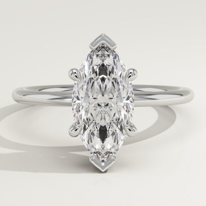 Marquise Cut Hidden Halo Lab-Grown Diamond Engagement Ring