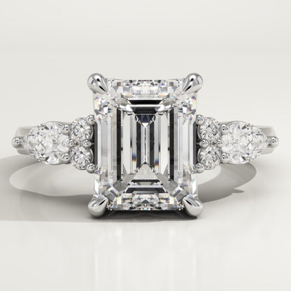 Emerald Cut Cluster Lab-Grown Diamond Engagement Ring