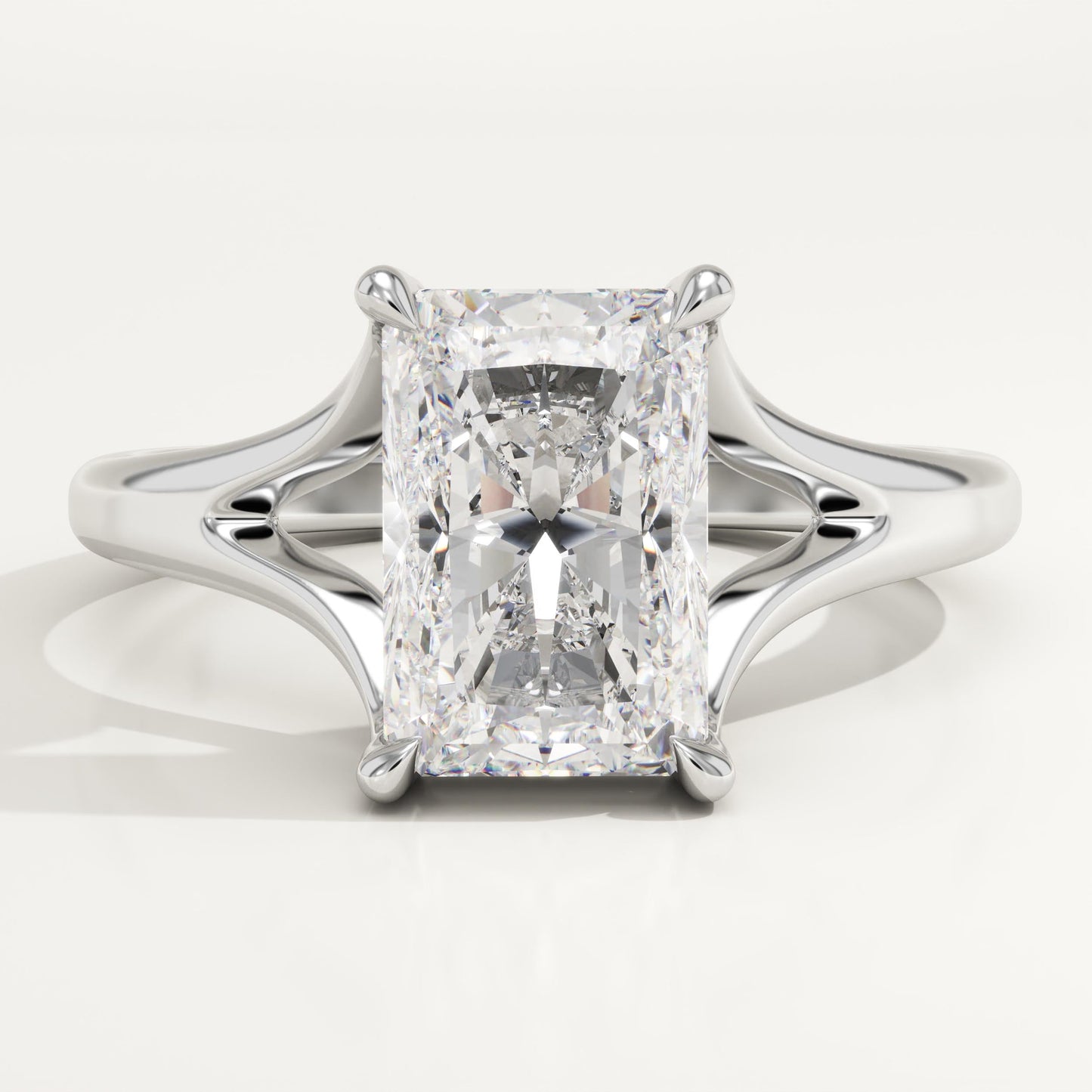 Radiant Cut Solitaire Split Shank Lab-Grown Diamond Engagement Ring
