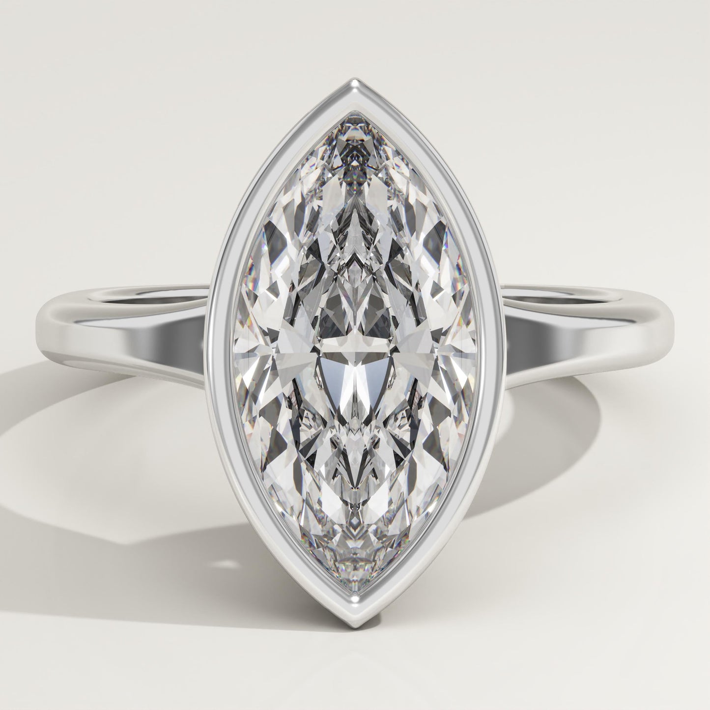 Marquise Cut Bezel Lab-Grown Diamond Engagement Ring