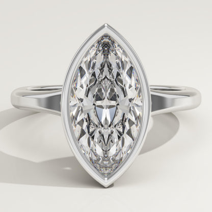 Marquise Cut Bezel Lab-Grown Diamond Engagement Ring