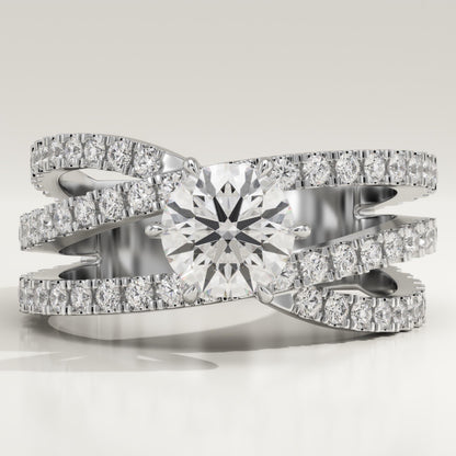 Round Cut Criss Cross Pave Lab-Grown Diamond Engagement Ring