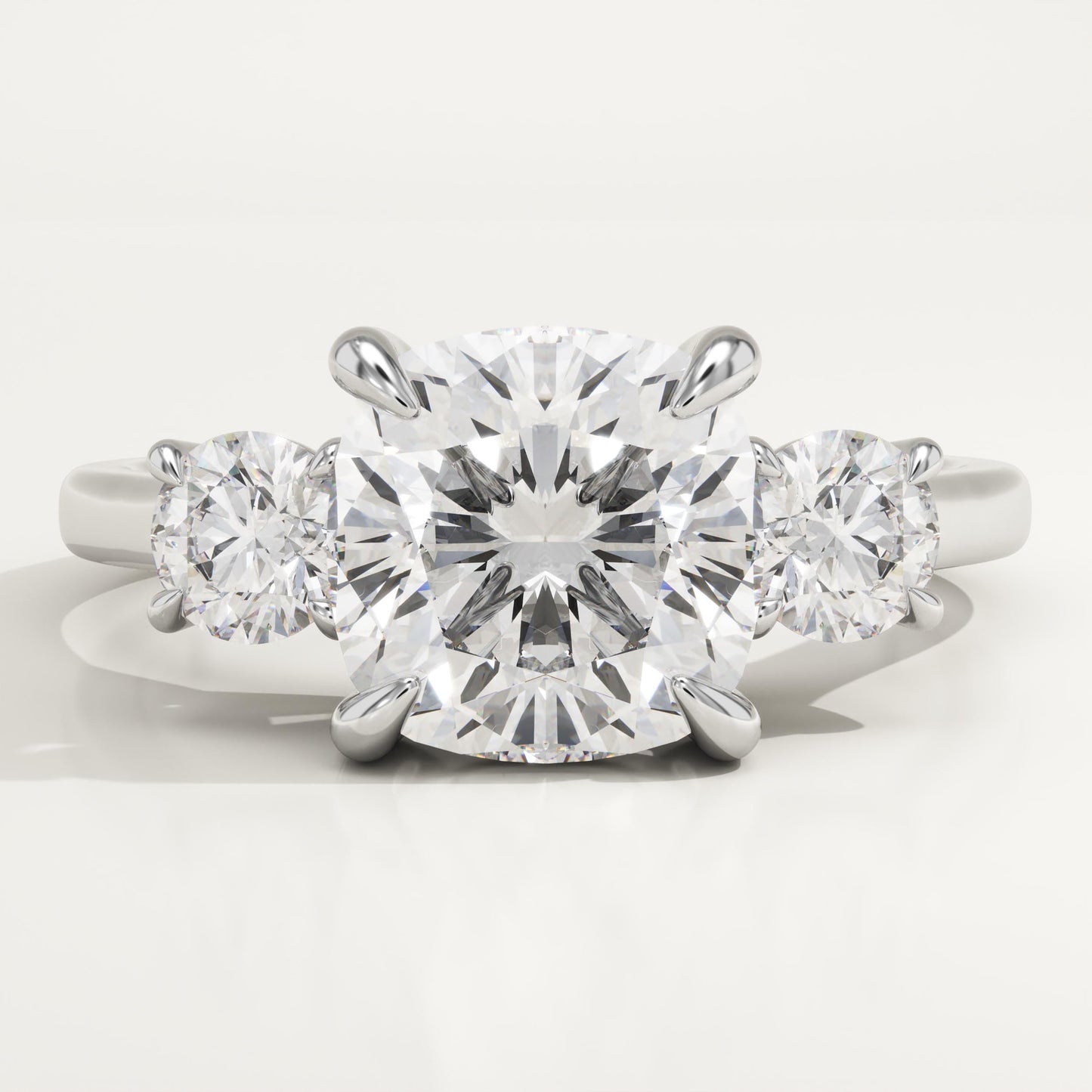 Cushion Cut Three Stone Lab-Grown Diamond Engagement Ring