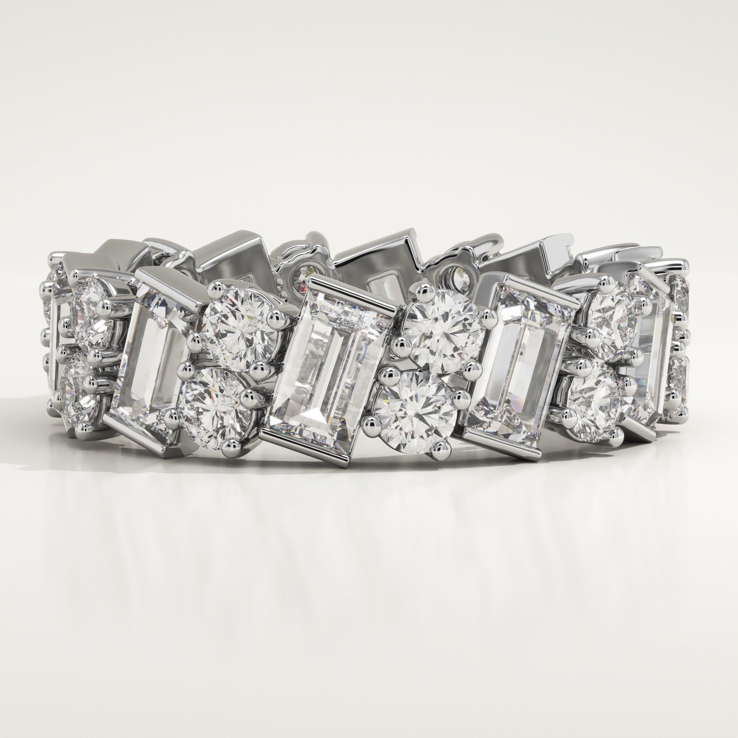 4.69 TCW Baguette & Round Lab-Grown Diamond Full Eternity Wedding Band