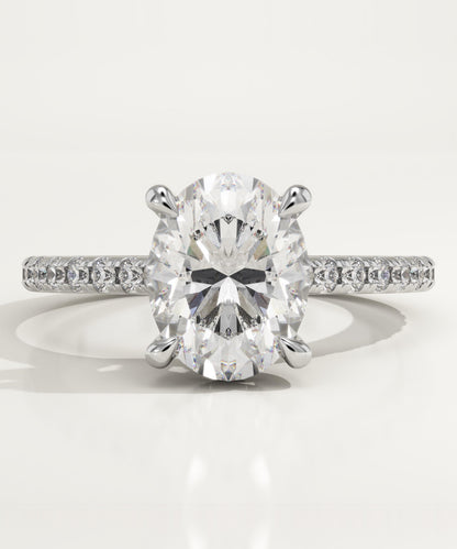 1.91 CT Oval Cut Moissanite Pave Engagement Ring (US Size 6 Ready To Ship)