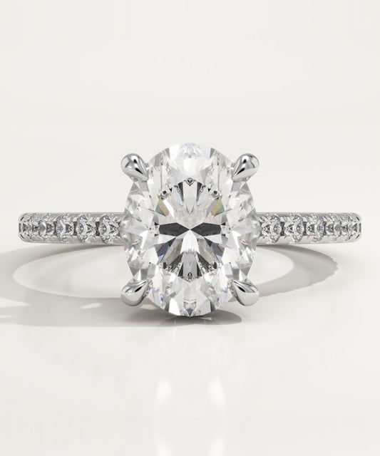 1.91 CT Oval Cut Moissanite Pave Engagement Ring (US Size 6 Ready To Ship)