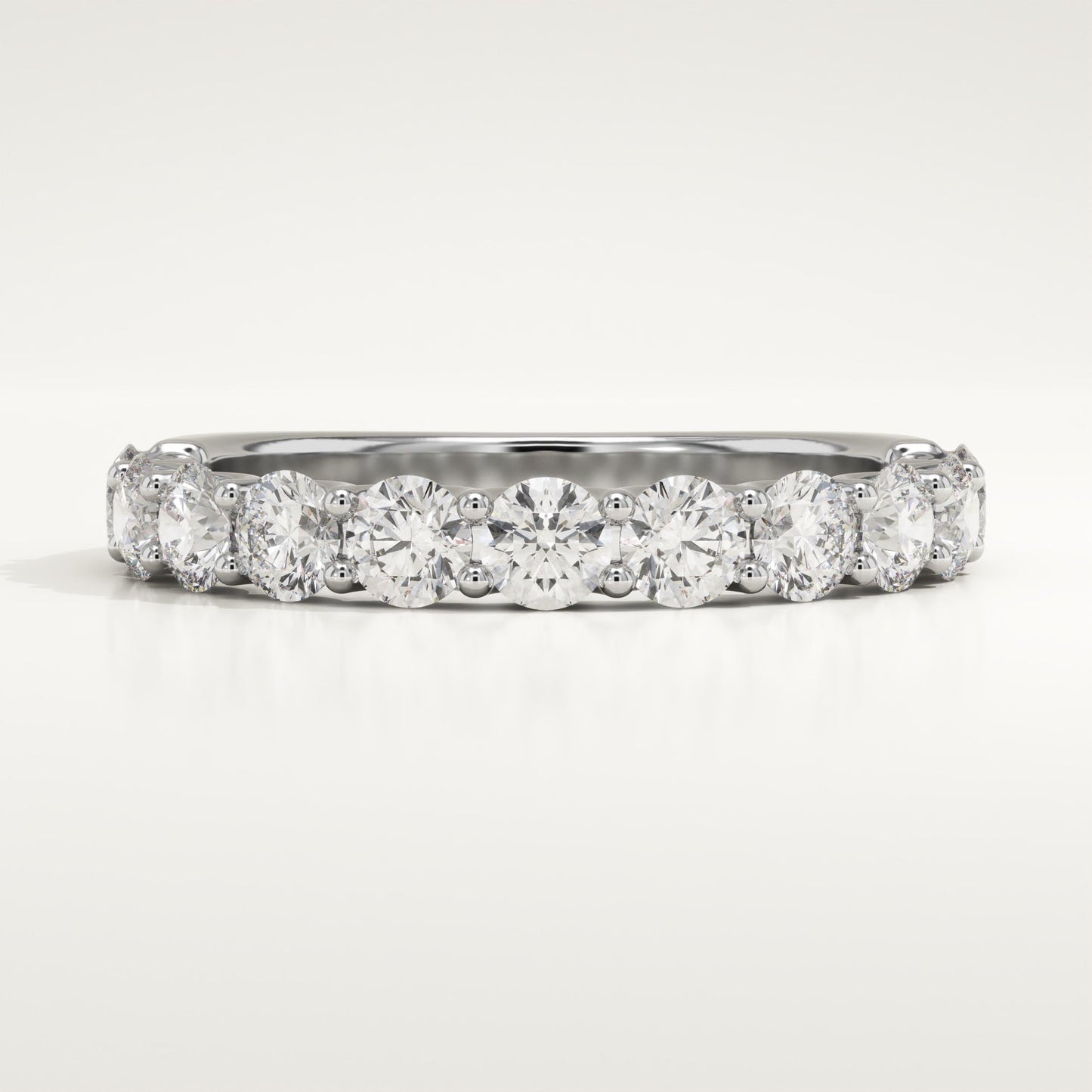 1.1 TCW Round Lab-Grown Diamond Half Eternity Wedding Band