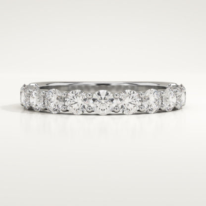 1.1 TCW Round Lab-Grown Diamond Half Eternity Wedding Band