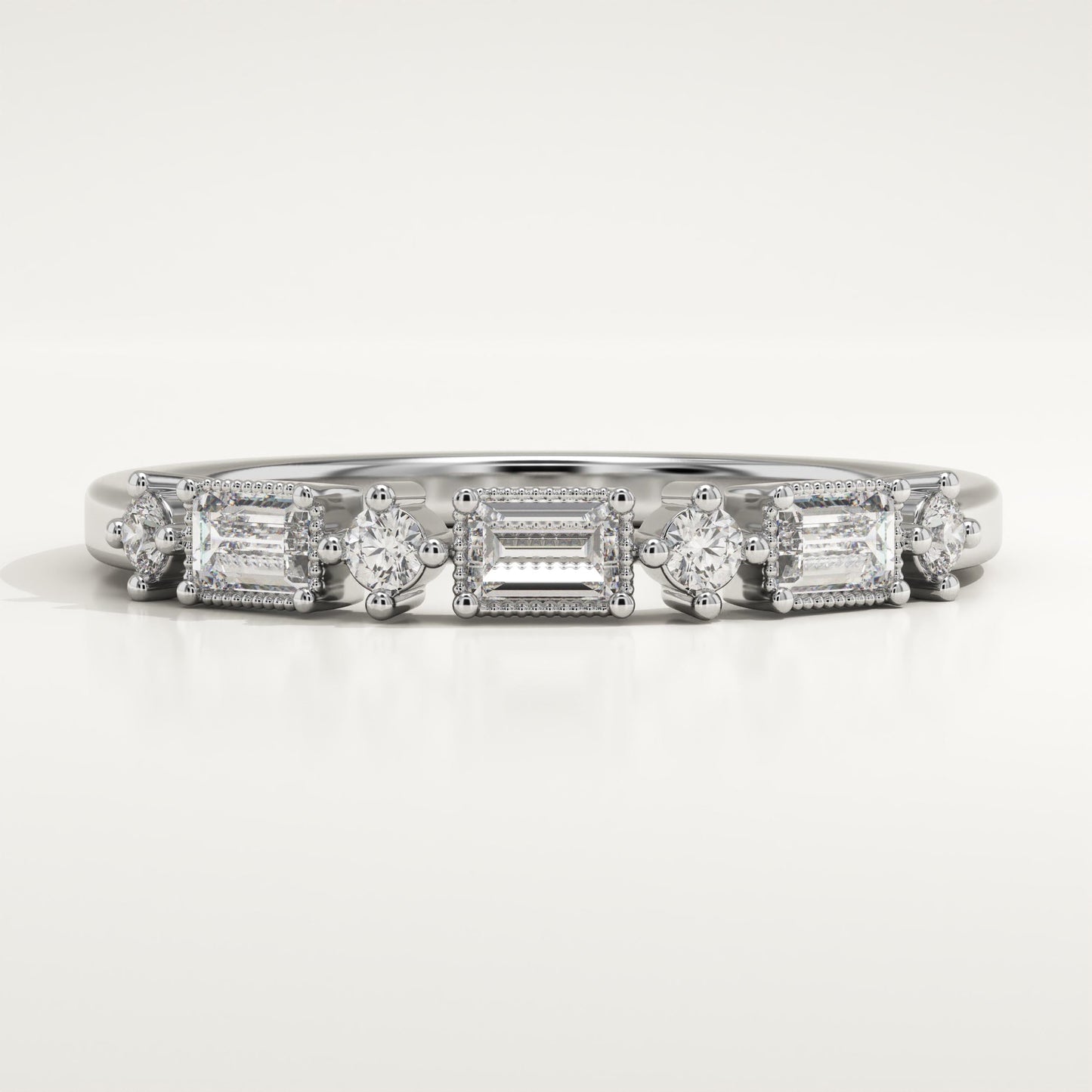 0.31 TCW Baguette & Round Lab-Grown Diamond Half Eternity Wedding Band
