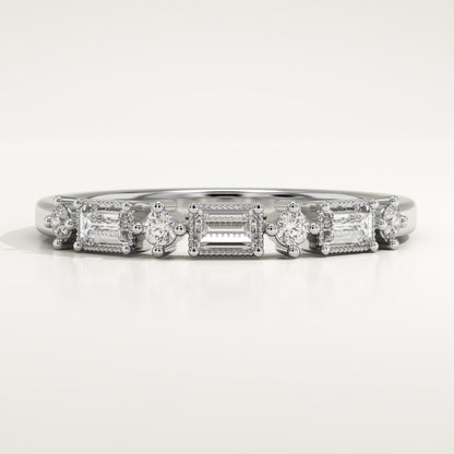 0.31 TCW Baguette & Round Lab-Grown Diamond Half Eternity Wedding Band