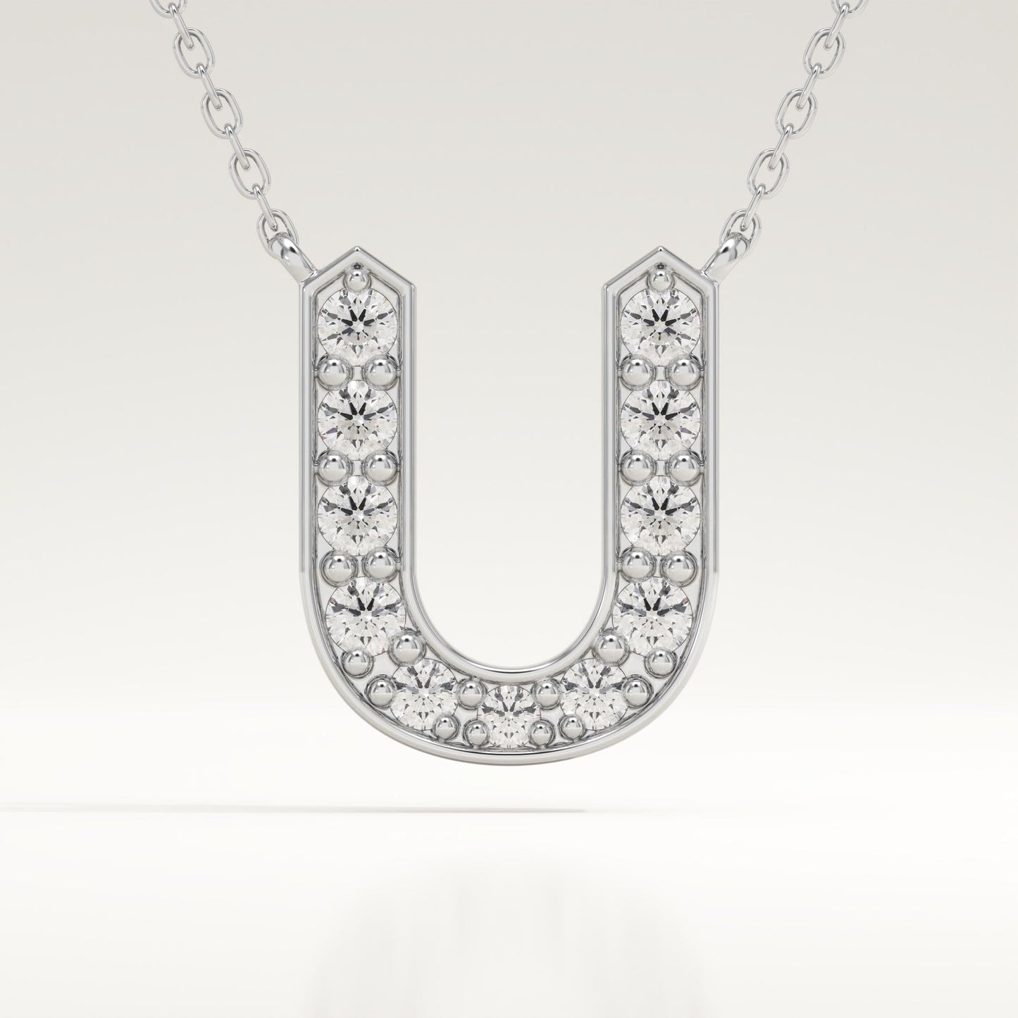 0.26 TCW Round Lab-Grown Diamond U Initial Necklace