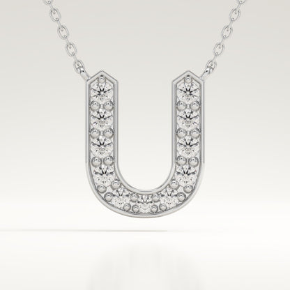 0.26 TCW Round Lab-Grown Diamond U Initial Necklace