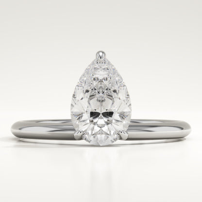 1.25 CT Pear Cut Solitaire Moissanite Engagement Ring
