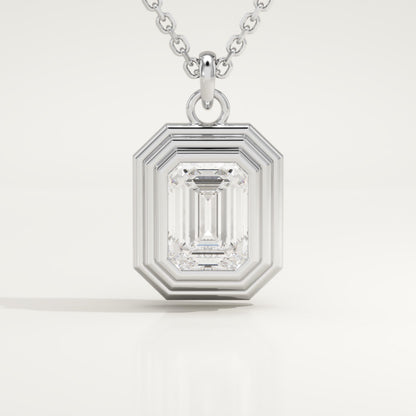 2 CT Emerald Lab-Grown Diamond Solitaire & Bezel Necklace