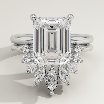 Emerald Cut Cluster Lab-Grown Diamond Bridal Set