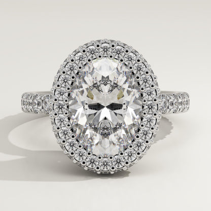 Oval Cut Halo & Pave Lab-Grown Diamond Engagement Ring