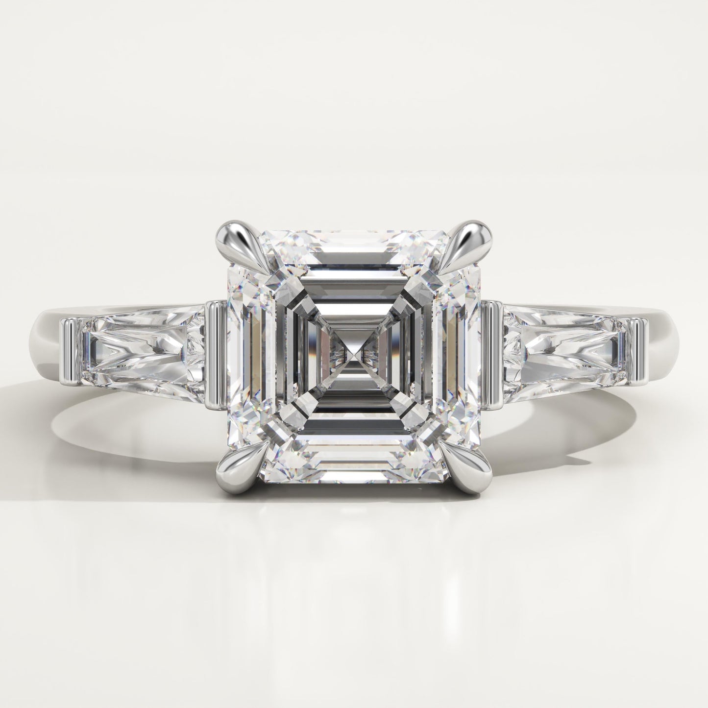 Asscher Cut Three Stone Lab-Grown Diamond Engagement Ring
