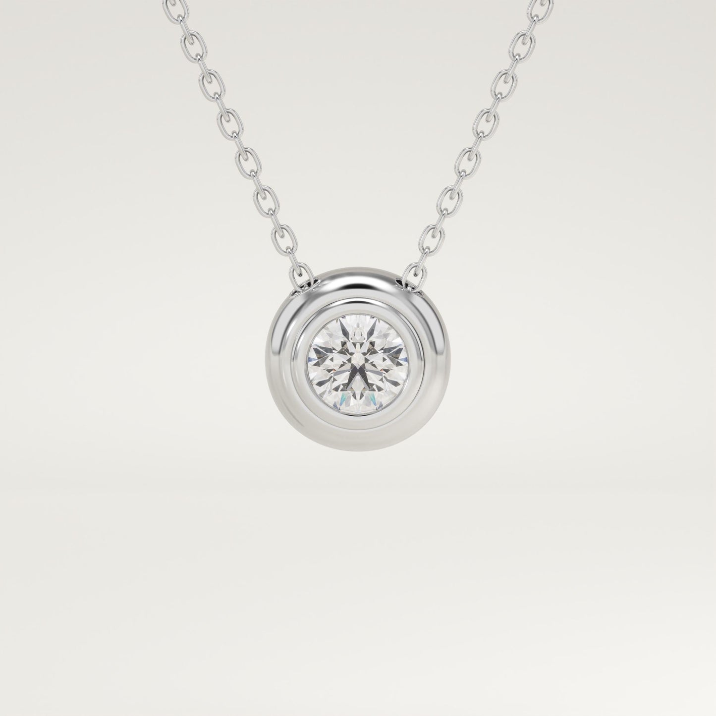 0.28 CT Round Lab-Grown Diamond Solitaire Bezel Necklace