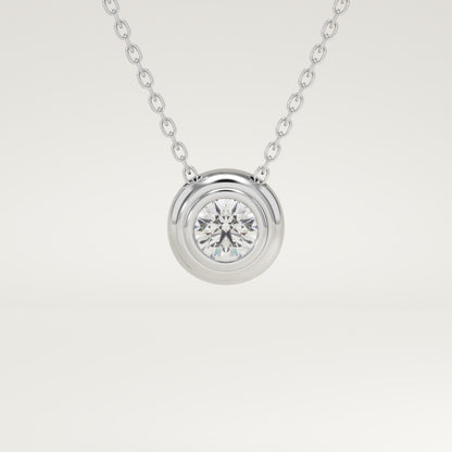 0.28 CT Round Lab-Grown Diamond Solitaire Bezel Necklace