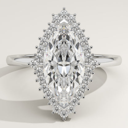 Marquise Cut Halo Lab-Grown Diamond Engagement Ring
