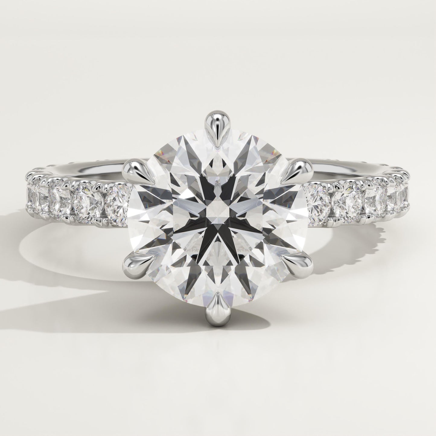 Round Cut Pave Lab-Grown Diamond Engagement Ring