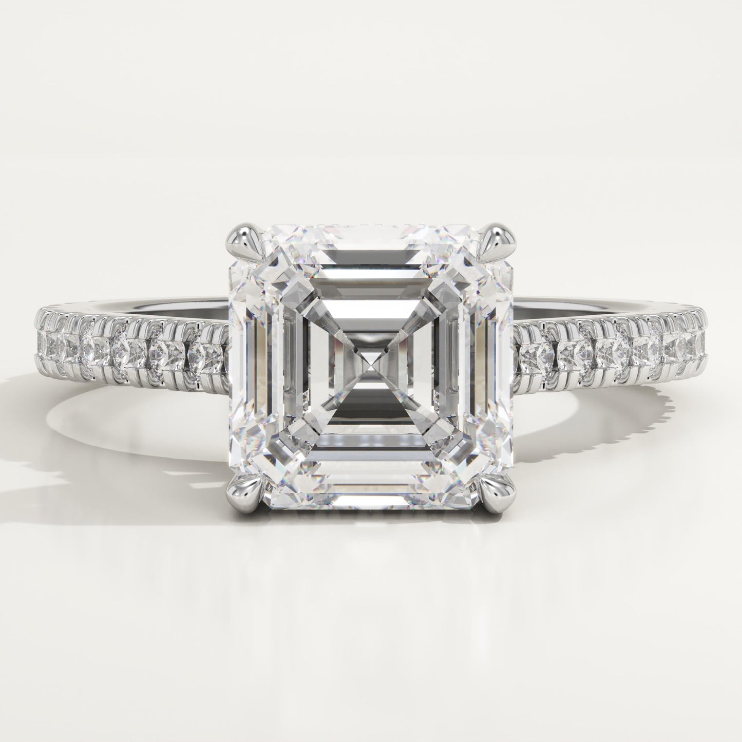 Asscher Cut Hidden Halo & Pave Cathedral Lab-Grown Diamond Engagement Ring