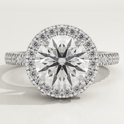 Round Cut Halo & Pave Lab-Grown Diamond Engagement Ring