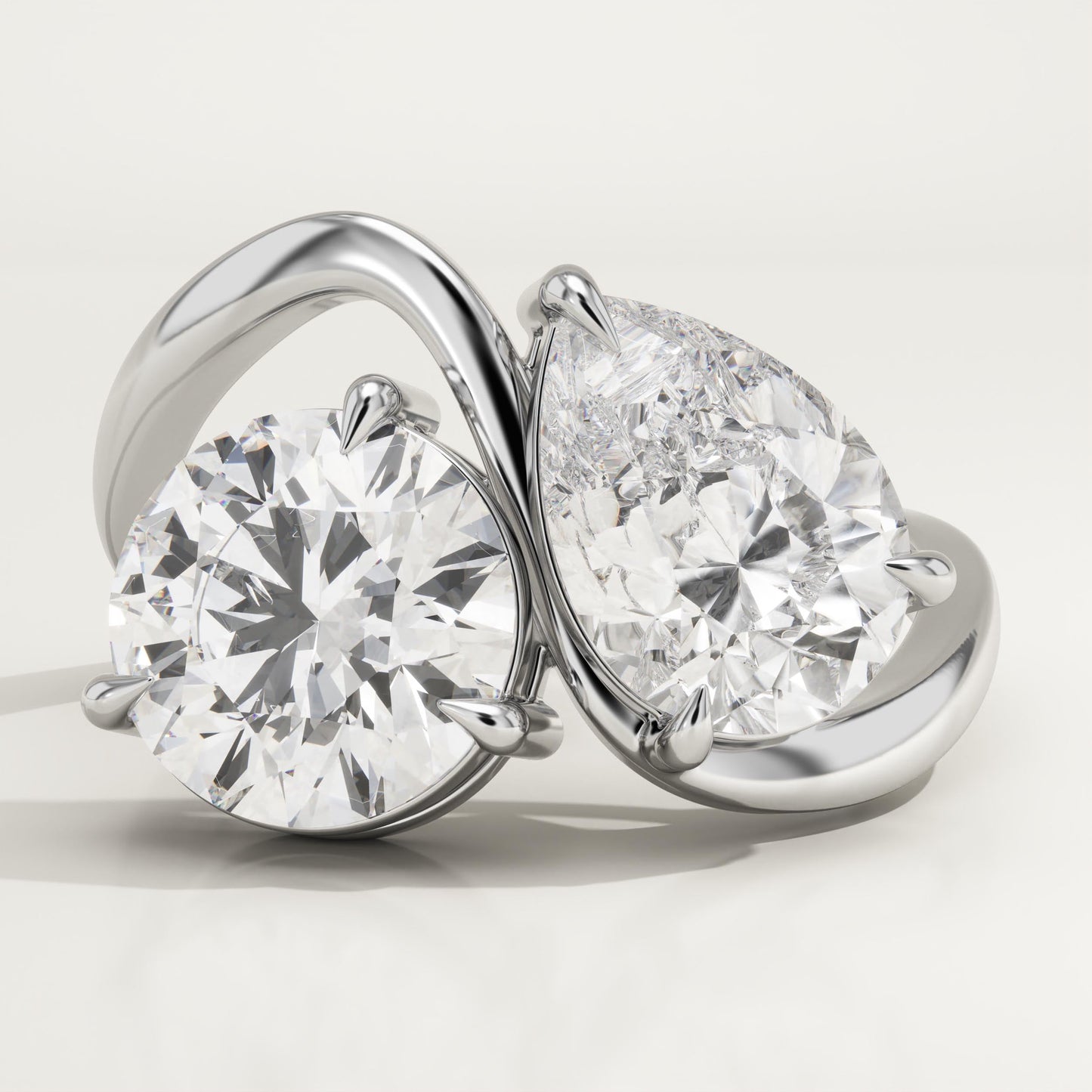 4 TCW Round & Pear Cut Toi Et Moi Lab-Grown Diamond Engagement Ring
