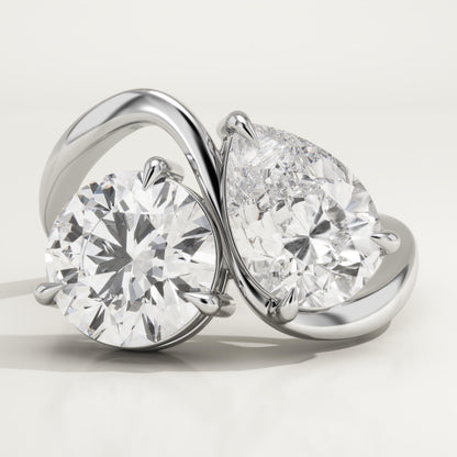 4 TCW Round & Pear Cut Toi Et Moi Lab-Grown Diamond Engagement Ring
