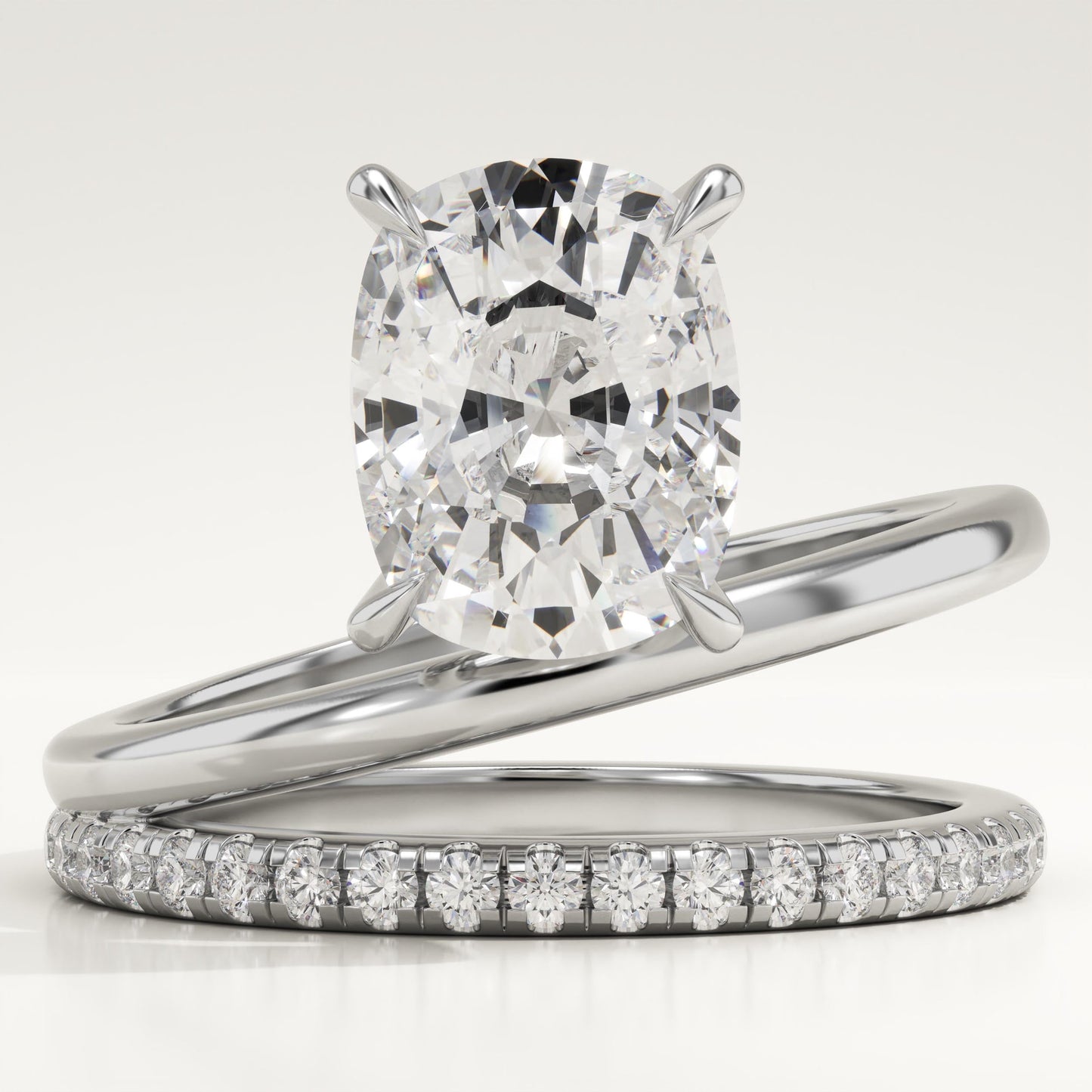 Elongated Cushion Cut Pave Lab-Grown Diamond Engagement Ring