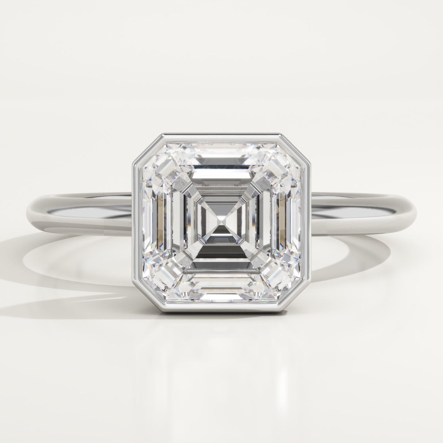 Asscher Cut Bezel Lab-Grown Diamond Engagement Ring
