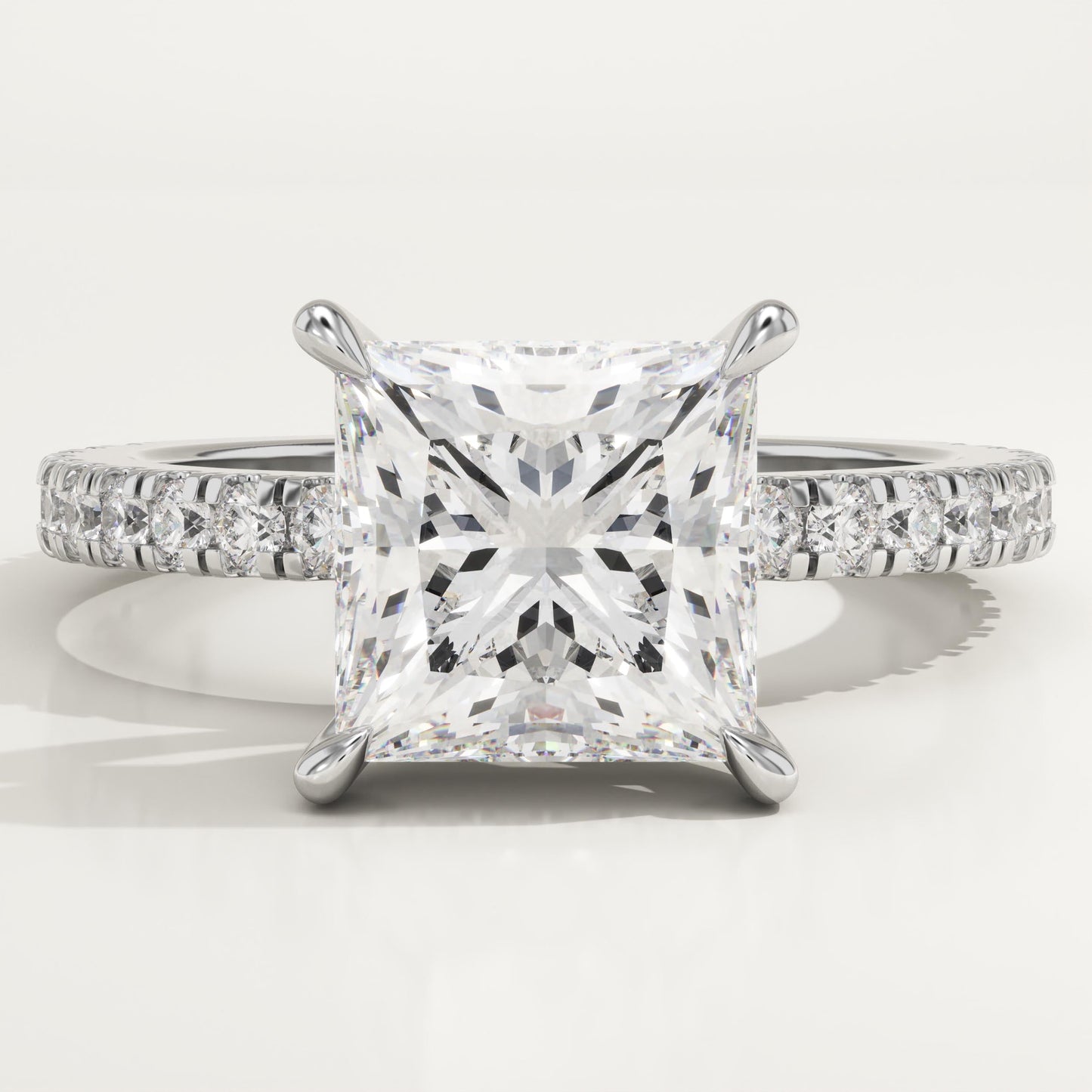 Princess Cut Hidden Halo & Pave Lab-Grown Diamond Engagement Ring